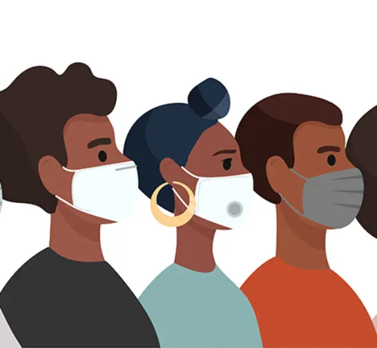 Illustration of African Americans wearing medical masks