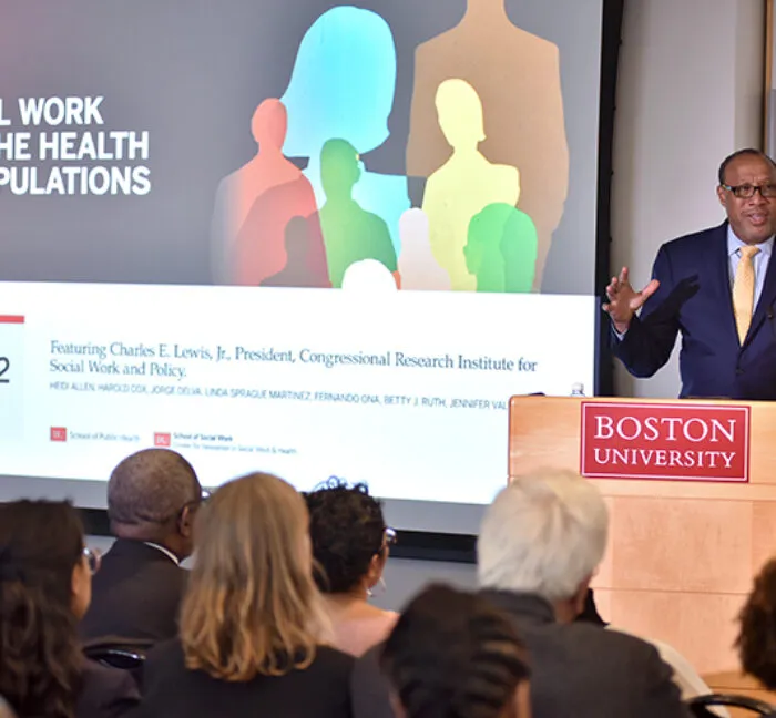 Dr. Charles E. Lewis Jr giving keynote speech