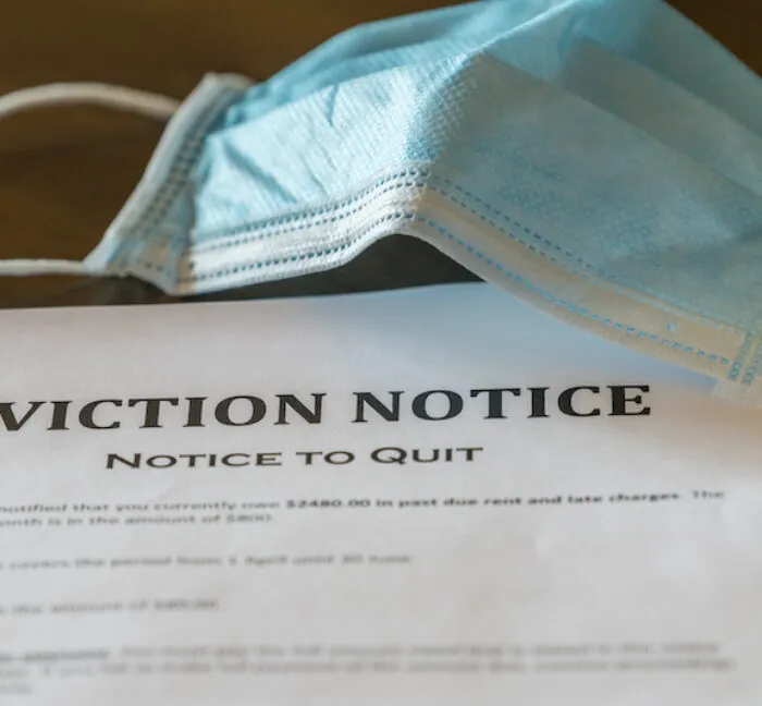 Mask and eviction notice